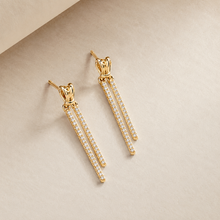 The Minimalist Matchstick Drops — Gold Plated Dual Drop Earrings by House of Zena, side angle