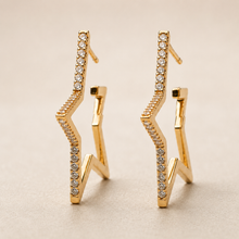 The Lucky Star Outline Hoops — Gold Plated Star Outline Hoop Earrings by House of Zena, side angle
