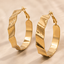 The Riviera Wave Sculpted Hoops — Gold Plated Wave Hoop Earrings by House of Zena, close-up detail