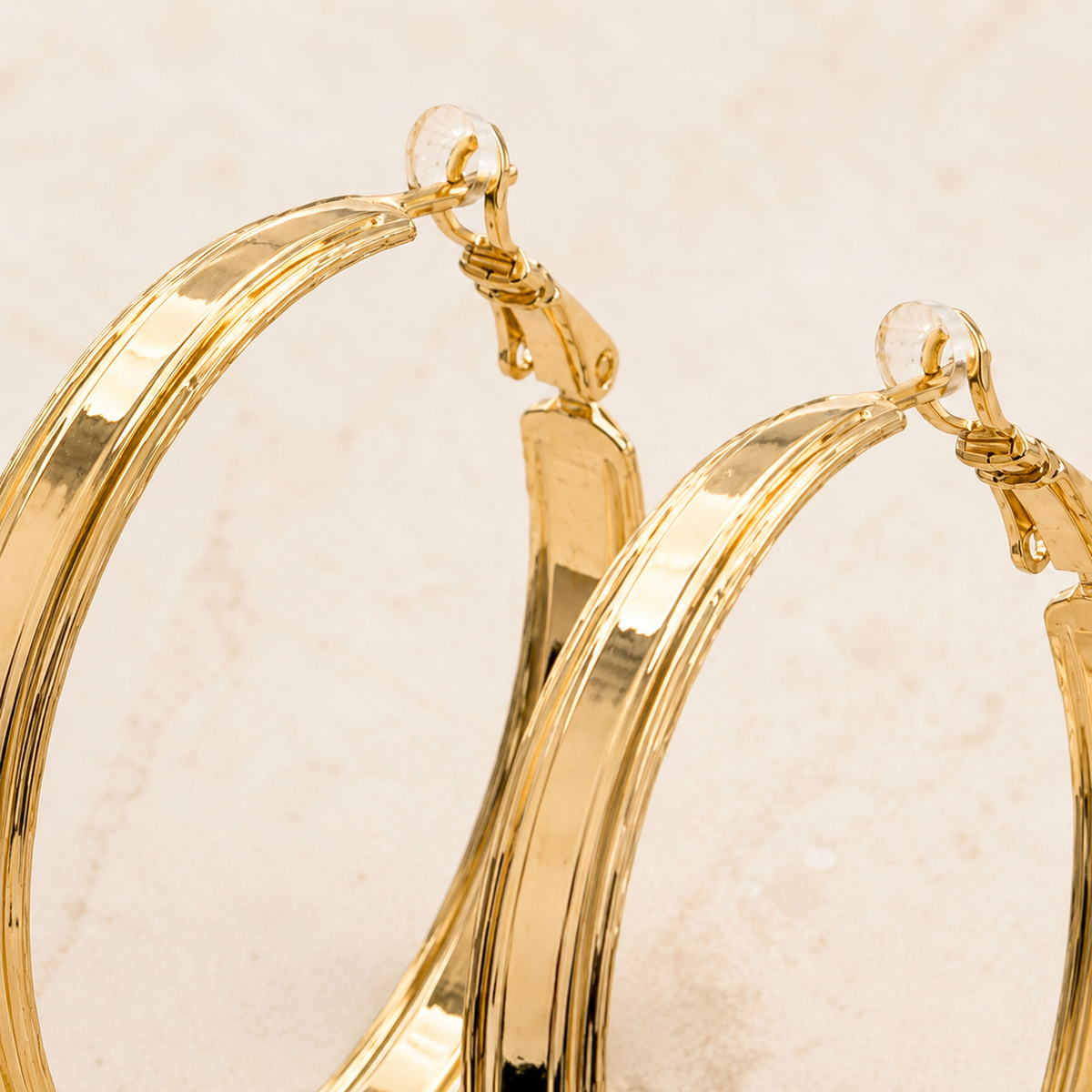 The Butter Croissant Hoops — Gold Plated Classic Hoop Earrings by House of Zena, close-up detail