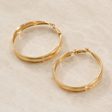 The Butter Croissant Hoops — Gold Plated Classic Hoop Earrings by House of Zena, side angle