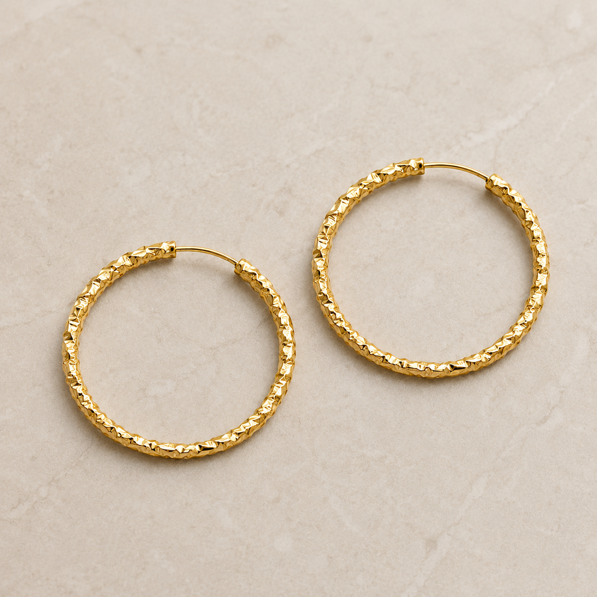 The Churro Ribbed Hoops — Gold Plated Textured Hoop Earrings by House of Zena, close-up detail