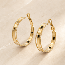 The Roman Column Hoops — Gold Plated Ridge Hoop Earrings by House of Zena, side angle