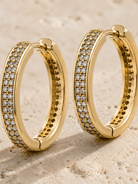 Lunara Pavé Hoop Earrings