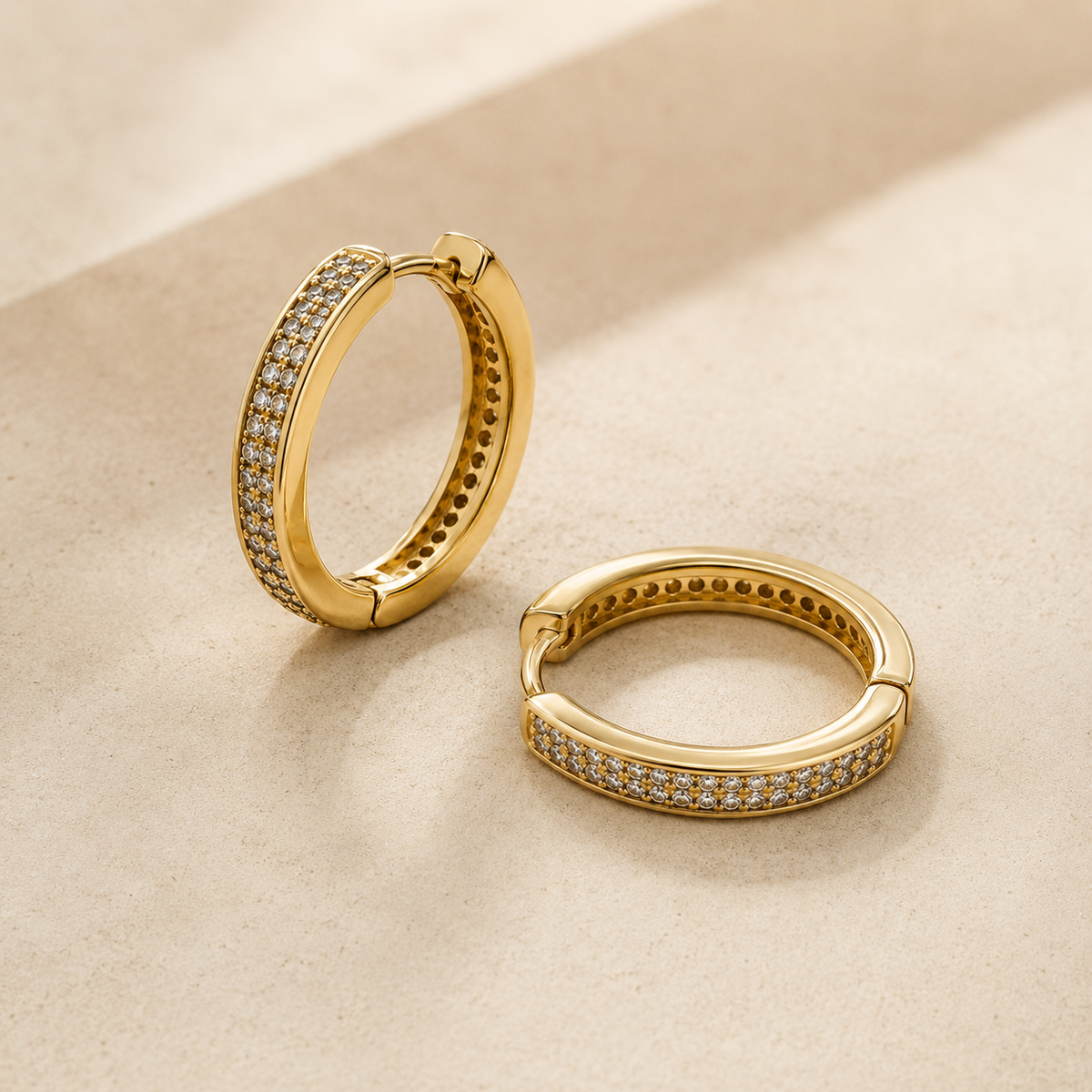 The Sugar Rush Pavé Hoops — Gold Plated Pavé Hoop Earrings by House of Zena, close-up detail