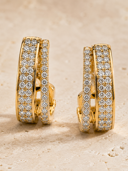 Aurelle Double Row Huggie Earrings