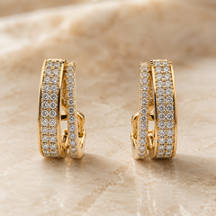 Aurelle Double Row Huggie Earrings