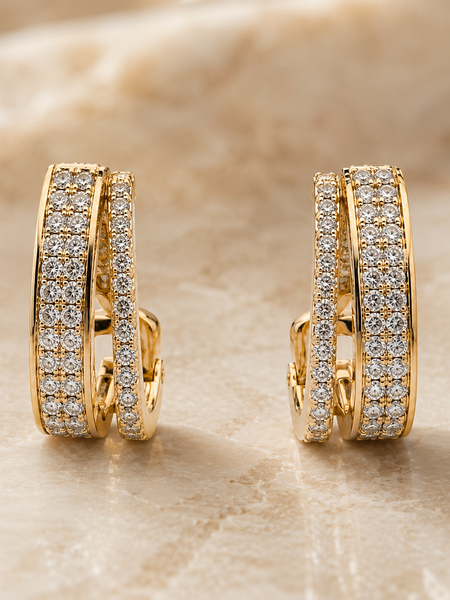 Aurelle Double Row Huggie Earrings