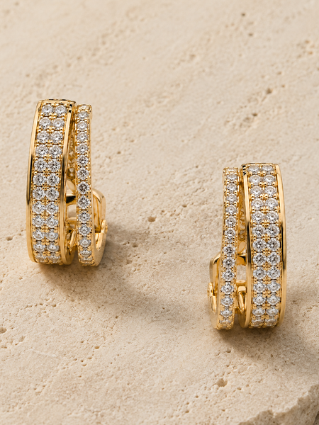Aurelle Double Row Huggie Earrings