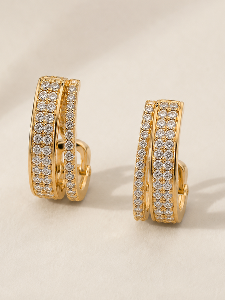 Aurelle Double Row Huggie Earrings