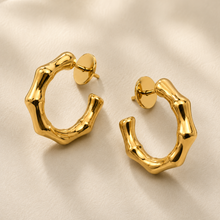 The Melted Honeycomb Hoops — Gold Plated Organic Hoop Earrings by House of Zena, close-up detail