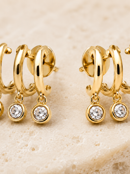 Solenne Triple Charm Hoops