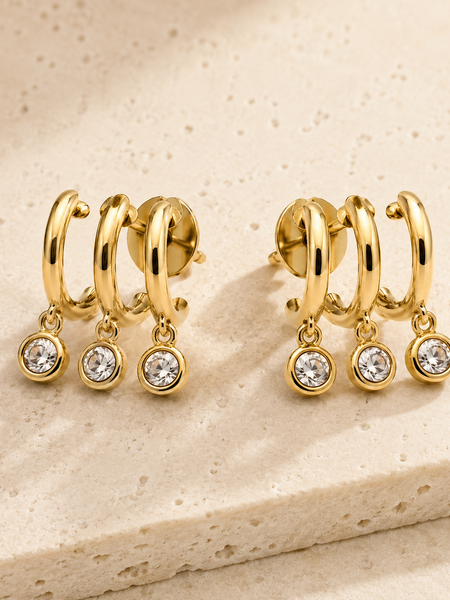 Solenne Triple Charm Hoops