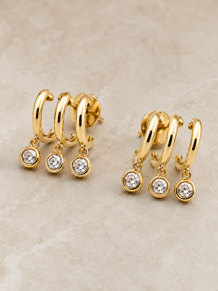 Solenne Triple Charm Hoops