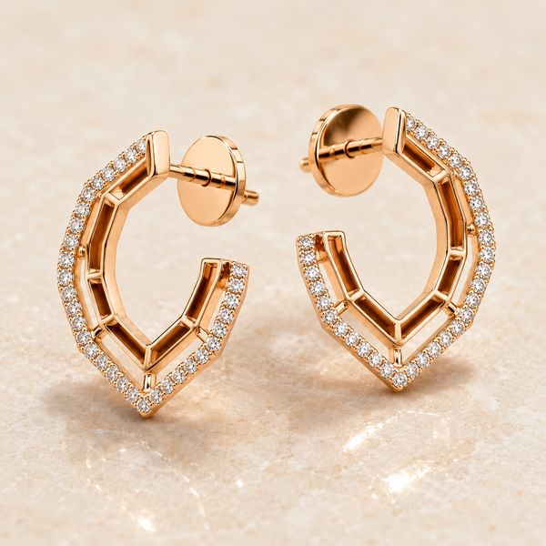 The Honeycomb Pavé Huggies