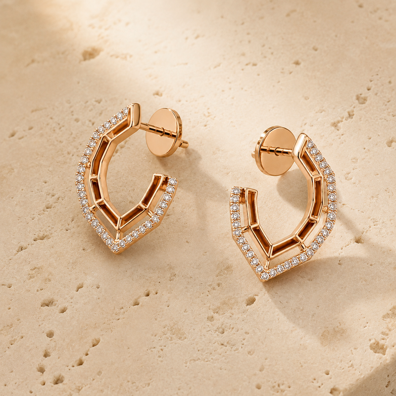 Aurelle Geo Pavé Hoops