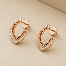 The Honeycomb Pavé Huggies — Gold Plated Geo Pavé Hoop Earrings by House of Zena, close-up detail
