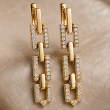 The Manhattan Link Drop Earrings — Gold Plated Link Drop Earrings by House of Zena, side angle