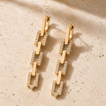 The Manhattan Link Drop Earrings — Gold Plated Link Drop Earrings by House of Zena, close-up detail