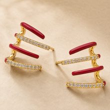 The Spicy Margarita Ear Cuff — Gold Plated Ruby Wave Ear Cuff by House of Zena, styled on model