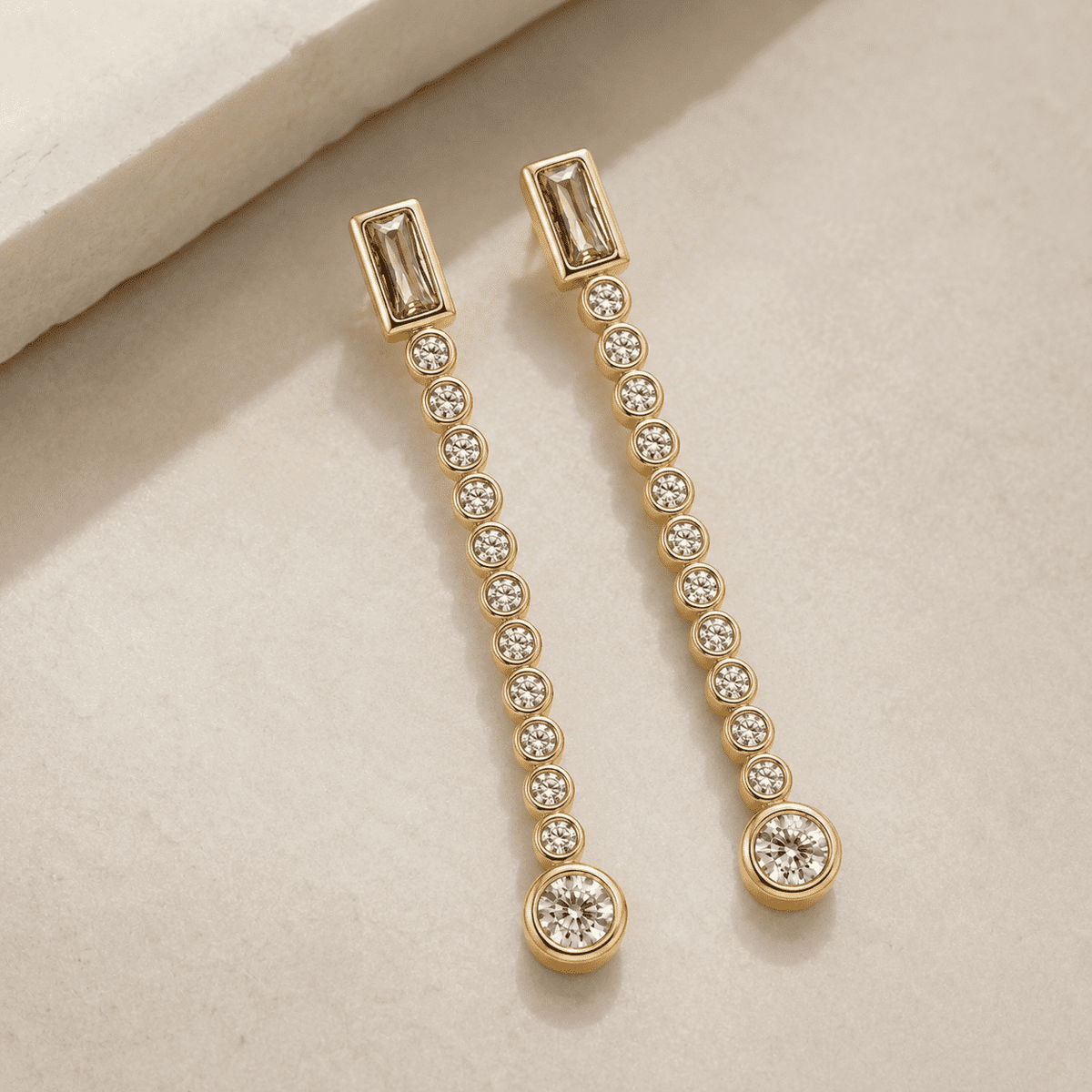 The Morning Dewdrop Earrings — Gold Plated Drop Earrings by House of Zena, close-up detail