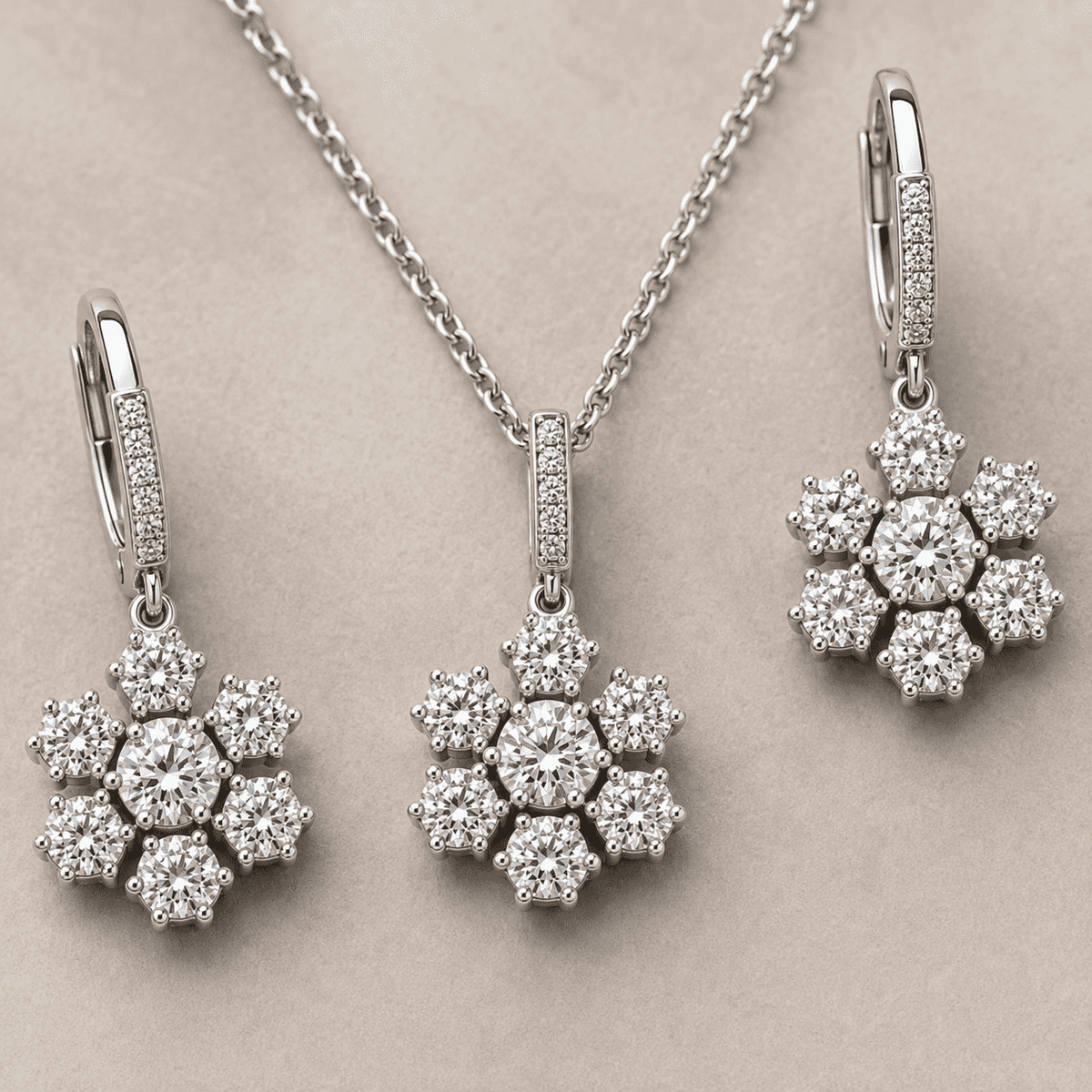 The Lotus Petal Brunch Set — Gold Plated Bloom Pendant Set by House of Zena, worn on model