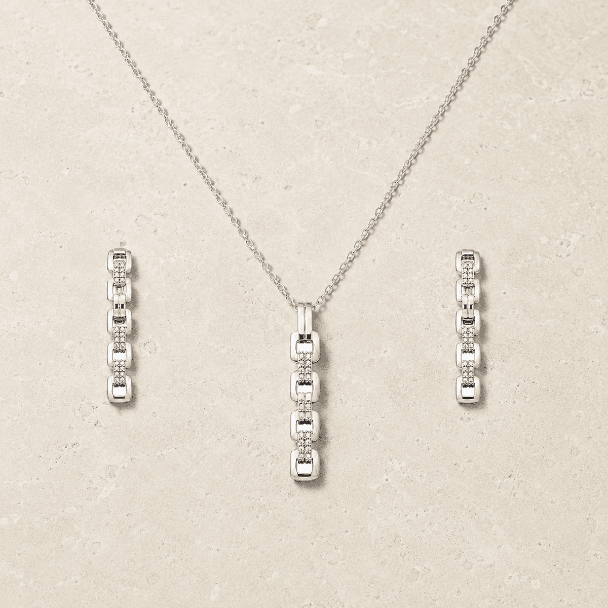 The 9-to-5 Office Chic Set — Gold Plated Link Pendant Set by House of Zena, worn on model