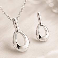 The Happy Tears Solitaire Set — Gold Plated Évara Drop Pendant Set by House of Zena, styled on model