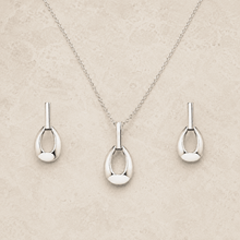 The Happy Tears Solitaire Set — Gold Plated Évara Drop Pendant Set by House of Zena, worn on model