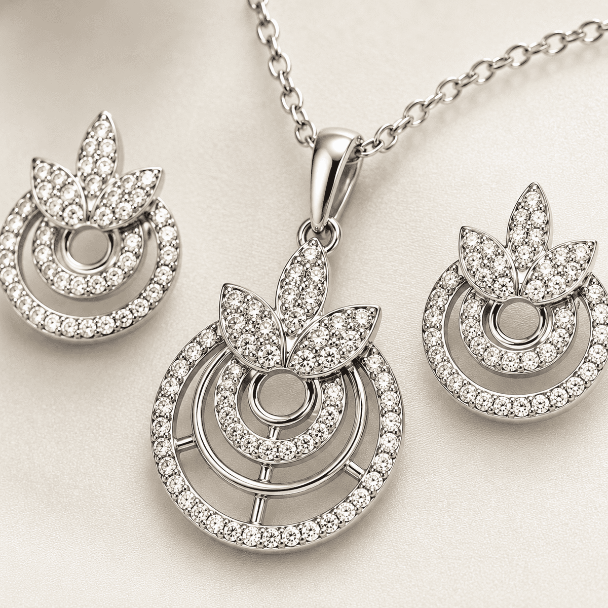 The Sweet Jasmine Garden Set — Gold Plated Bloom Pendant Set by House of Zena, styled on model