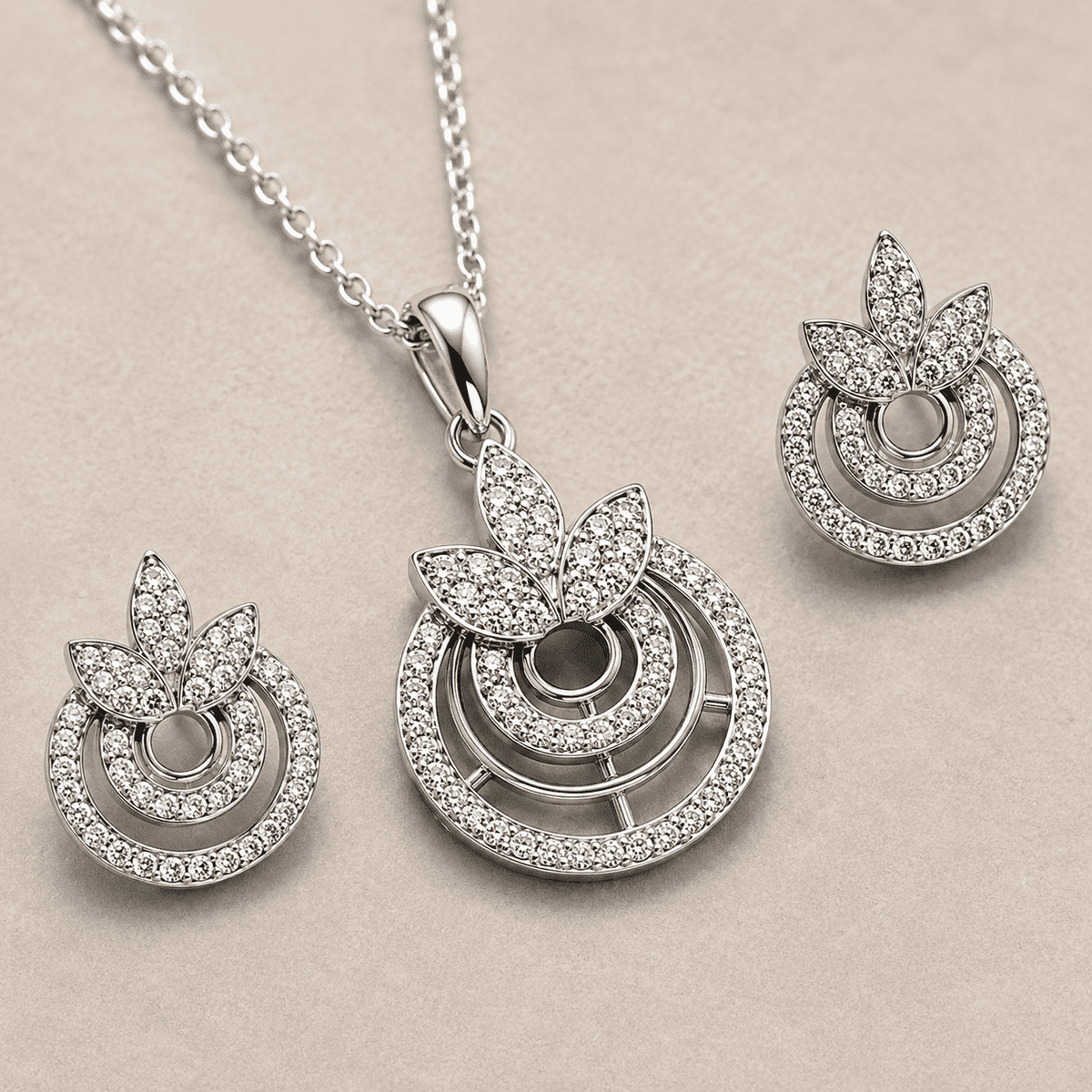 The Sweet Jasmine Garden Set — Gold Plated Bloom Pendant Set by House of Zena, close-up detail