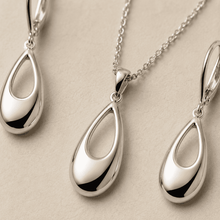 The Waterfall Martini Set — Gold Plated Seréna Drop Pendant Set by House of Zena, styled on model