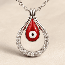 The "No Drama" Nazar Set — Gold Plated Evil Eye Pendant Set by House of Zena, close-up detail