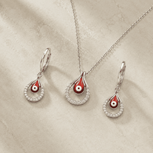 The "No Drama" Nazar Set — Gold Plated Evil Eye Pendant Set by House of Zena, side angle