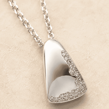 The Modernist Frame Solitaire Set — Gold Plated Modernist Edge Pendant Set by House of Zena, side angle