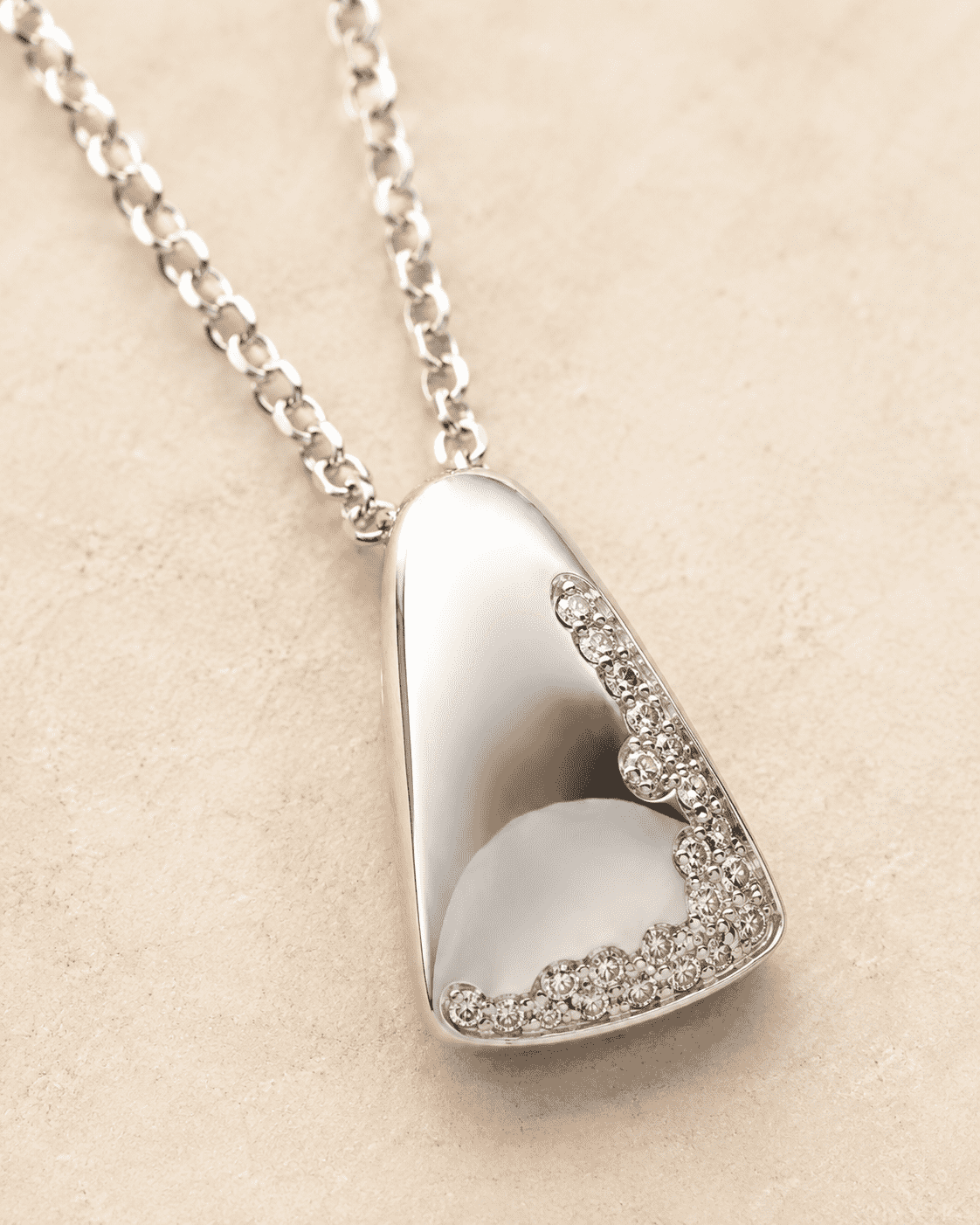 The Modernist Frame Solitaire Set — Gold Plated Modernist Edge Pendant Set by House of Zena, side angle