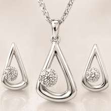 The "I Woke Up Like This" Set — Silver-Tone Drop Pendant Set by House of Zena, close-up detail