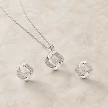 The Sugar Cube Solitaire Set — Gold Plated Square Pendant Set by House of Zena, side angle