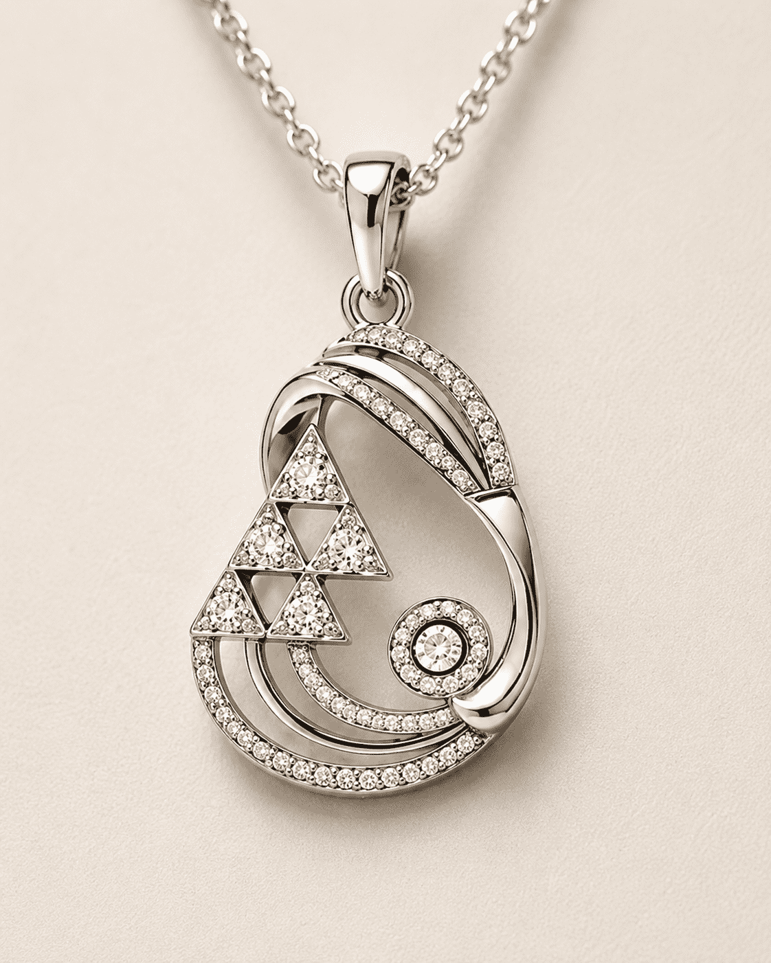 The Great Gatsby Cocktail Set — Silver-Tone Geometric Pendant Set by House of Zena, styled on model