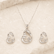 The Great Gatsby Cocktail Set — Silver-Tone Geometric Pendant Set by House of Zena, side angle