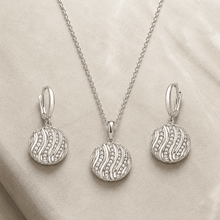 The Golden Hour Ripple Set — Silver-Tone Wave Pendant Set by House of Zena, side angle