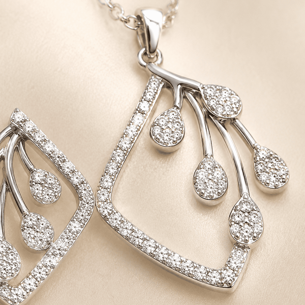 The Morning Dewdrop Set — Silver-Tone Dewdrop Elegance Pendant Set by House of Zena, styled on model — Anti-Tarnish Waterproof Jewellery | House of Zena