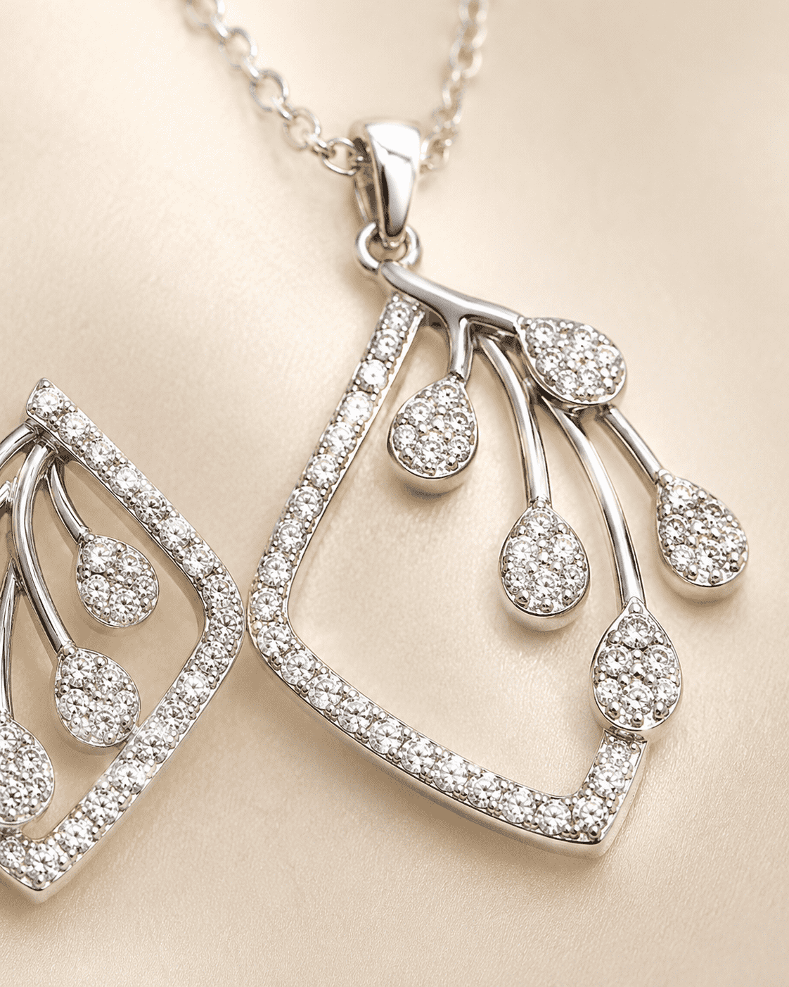 The Morning Dewdrop Set — Silver-Tone Dewdrop Elegance Pendant Set by House of Zena, styled on model
