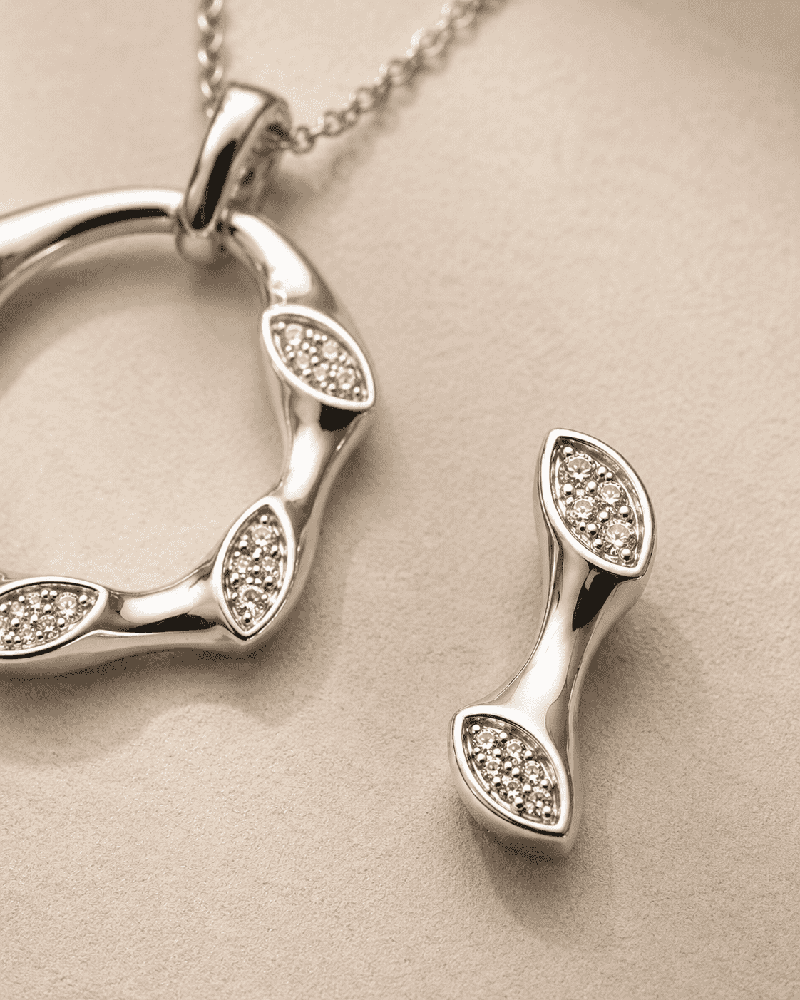 The Mobius Knot Eternal Set — Gold Plated Loop Pendant Set by House of Zena, styled on model