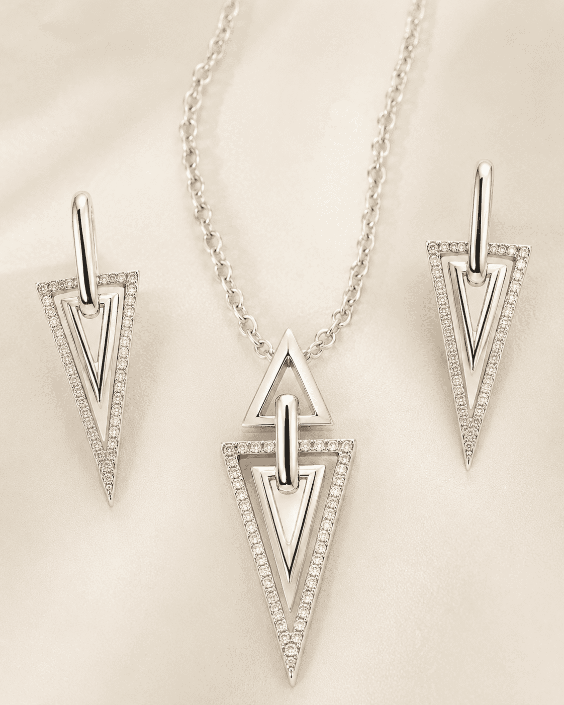 The Old Money Emerald-Cut Set — Gold Plated Edge Pendant Set by House of Zena, close-up detail
