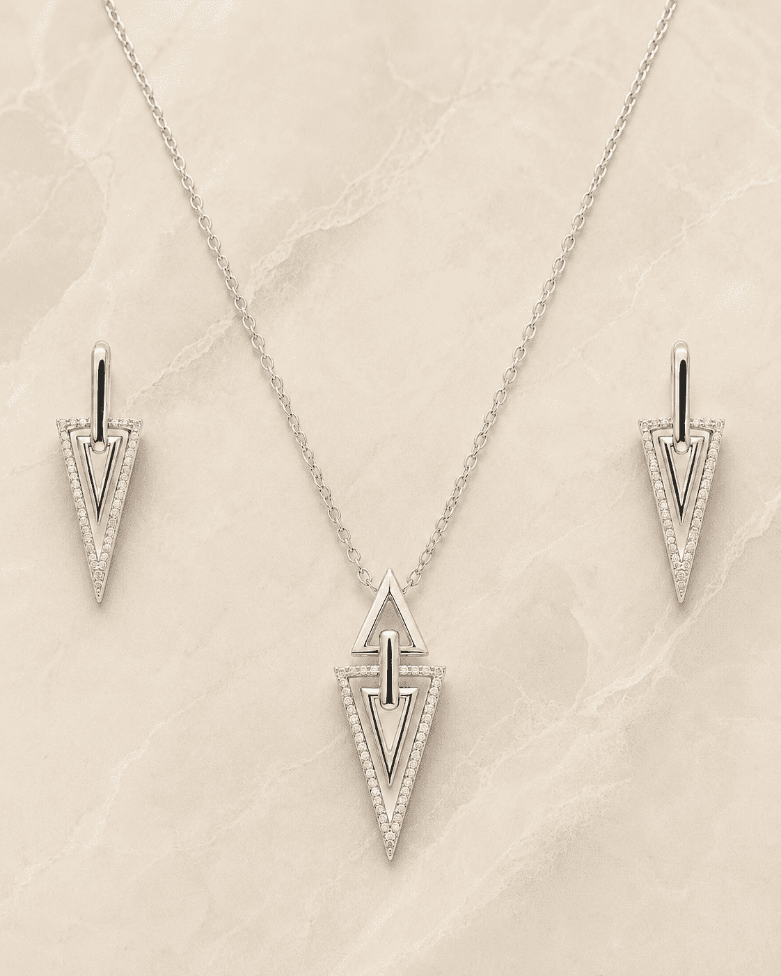 The Old Money Emerald-Cut Set — Gold Plated Edge Pendant Set by House of Zena, worn on model