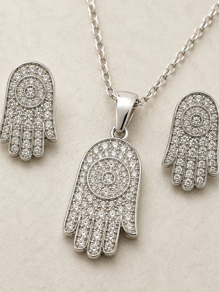 Noor Hamsa Pendant Set