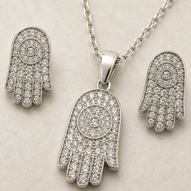 Noor Hamsa Pendant Set