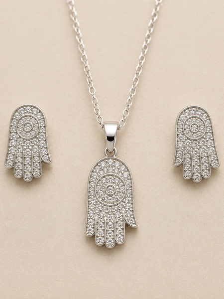 Noor Hamsa Pendant Set