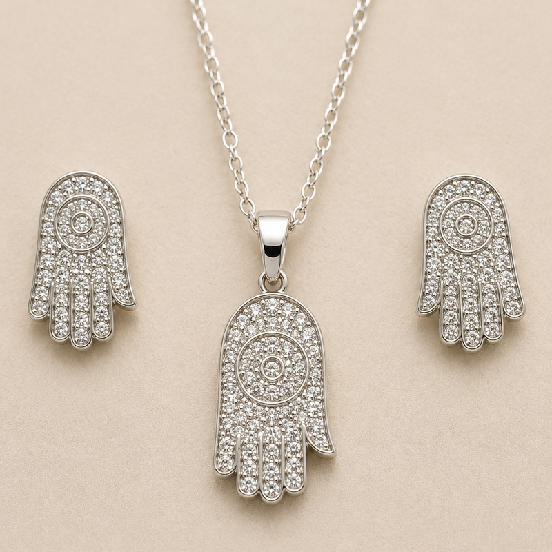 Noor Hamsa Pendant Set